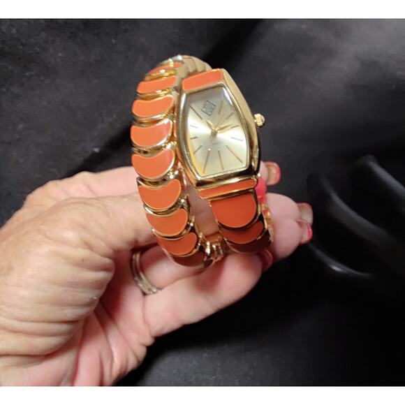 Tori Spelling Snake Watch Orange Enamel Wrap around working model B8502